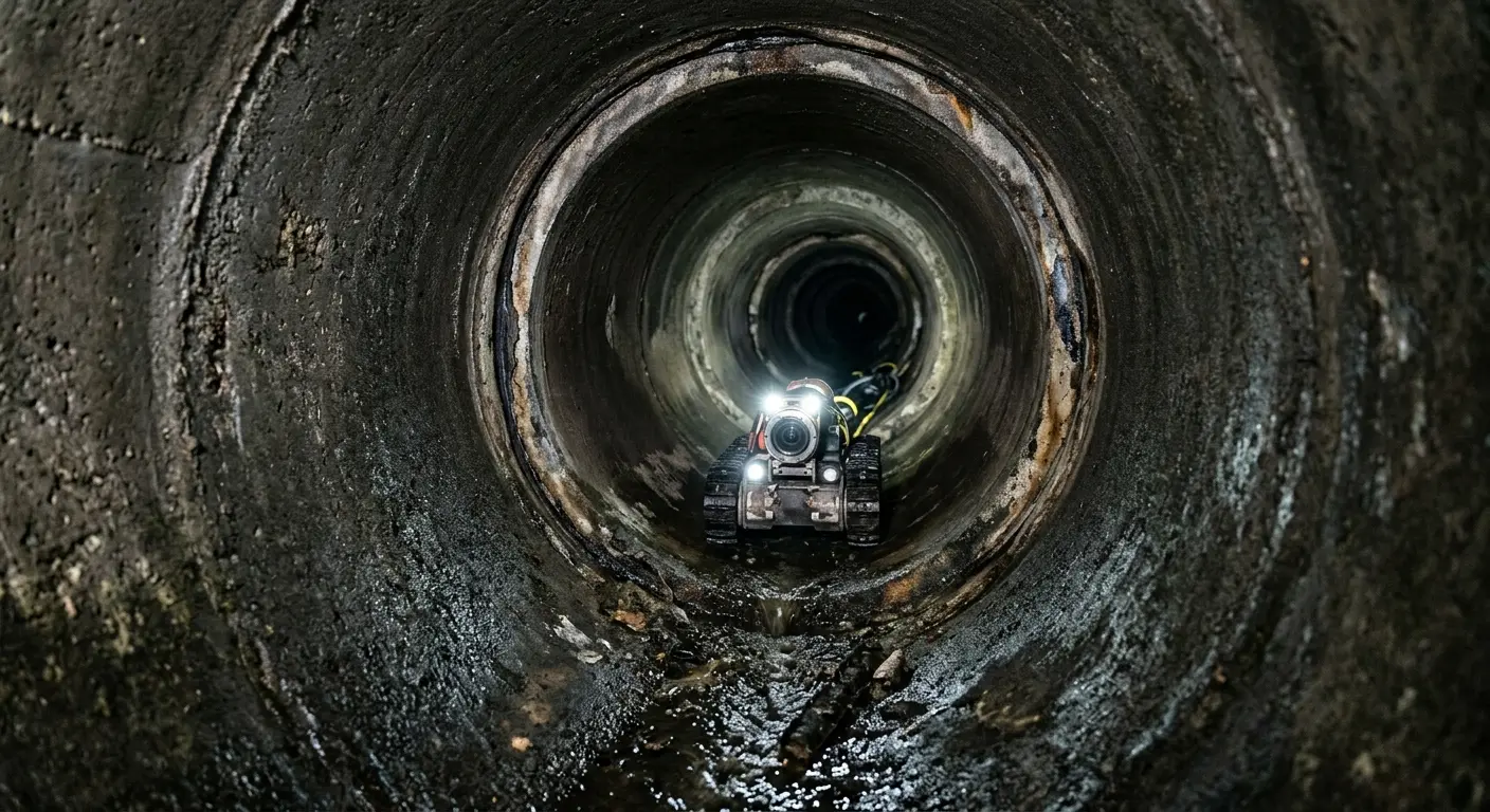 Robotic sewer camera inspecting pipe interior for Sewer Line Repair in Erie